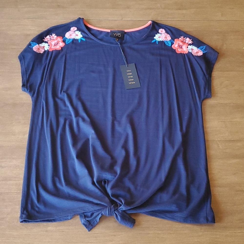 Women's Short Sleeve Tie Front Tee